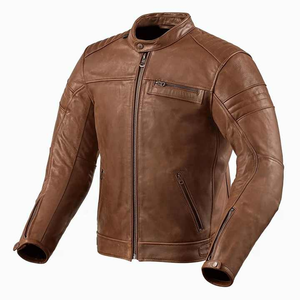 Blouson en cuir de moto unisexe personnalisable, élégant, pour la saison hivernale, de haute qualité, col montant, coupe ajustée, marque personnalisée OEM - Product Image 5