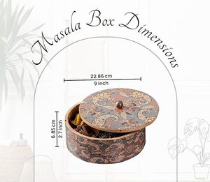 Boîte à épices en bois avec plusieurs compartiments pour ranger les épices et herbes indiennes de manière organisée - Product Image 2
