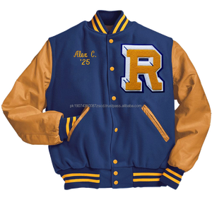 Custom Men's College Baseball Varsity Jacket With <b>Genuine</b> Leather Winter Chenille Embroidery Patches Letterman Motorcycle Jacket - Product Image 1