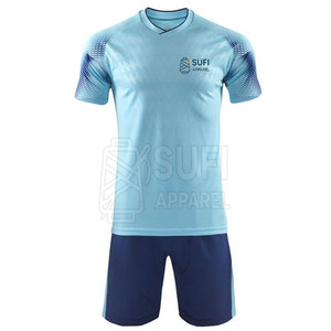 ชุดเสื้อและกางเกงฟุตบอล รับทำโลโก้ทีม ชุดยูนิฟอร์ม บริการ OEM ตัดเย็บอัตโนมัติ โพลีเอสเตอร์ 100% น้ำหนักเบา แห้งเร็ว - Product Image 1