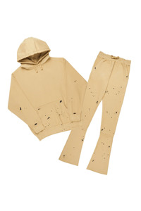 Chándal térmico de invierno Vintage 2023 Unisex personalizado, Sudadera con capucha de algodón transpirable, conjunto de pantalones de chándal apilados acampanados, estampado de talla grande - Product Image 3