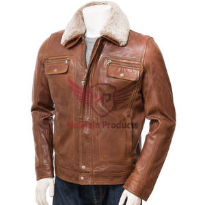 เสื้อแจ็กเก็ตหนังสีน้ำตาลคุณภาพระดับพรีเมียมของผู้ชายเสื้อแจ็กเก็ตสตรีทสตรีทฤดูหนาวคุณภาพสูงแบบกำหนดเองได้ทำด้วยมือสำหรับแฟชั่น - Product Image 1