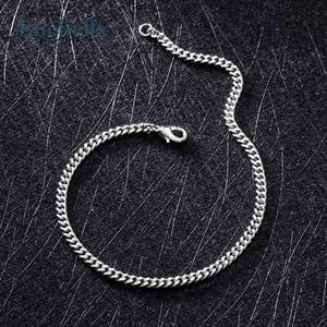 Solid 3mm 925 Sterling <b>Silver</b> Cuban <b>Bracelet</b> for Men 14K White Gold Plating High Quality Moissanite <b>Bangle</b> - Product Image 2