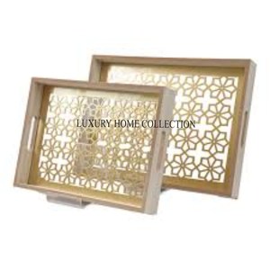 Bandejas rectangulares de madera con diseños intrincados ideales para servir a los invitados o como una pieza de acento llamativo para su decoración - Product Image 3