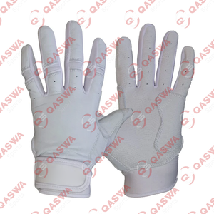Adult <b>Baseball</b> Batting Gloves White Blue Color Combination Cowhide Leather Left Right Handed Wood <b>Bat</b> Compatible - Product Image 4