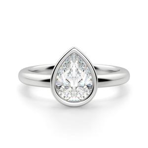 0,80 TCW Pear Cut Bezel Solitaire Moissanite Ring Anillo de compromiso de plata esterlina 925 para mujer - Product Image 1