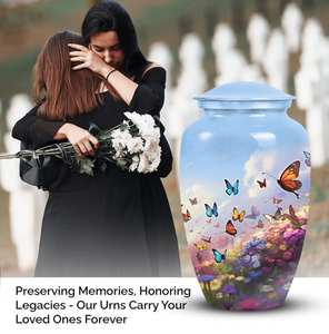 Urna conmemorativa de flores silvestres y mariposas personalizable para cenizas urnas funerarias decorativas personalizadas - Product Image 6