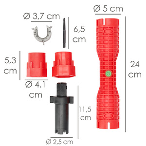 Chiave per rubinetti multifunzione con adattatore, chiave esagonale ed estrattore per viti - Product Image 2