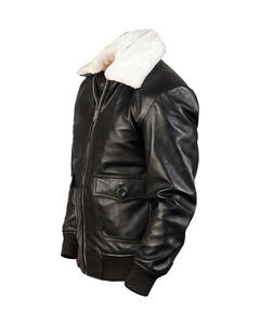 Blouson d'hiver décontracté de haute qualité en cuir à col montant Service OEM pour logo avant Position Taille XL Technique teinte unie - Product Image 2