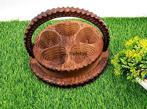 Panier à fruits secs multifonctionnel en bois classique, écologique, de qualité supérieure, pour servir et offrir en cadeau lors des occasions festives, Tradebyd - Product Image 2