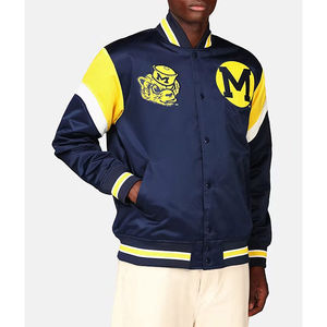 Custom Embroidered Baseball Satin Jacket <b>100</b> % Polyester Windbreaker Custom Satin Baseball Satin Varsity Jacket for Men - Product Image 3