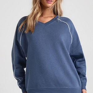 Conjunto Deportivo Informal y Moderno de Color Sólido para Mujer 2026 / Diseño de Sudadera con Rayas Laterales y Pantalón de Pierna Ancha - Product Image 2