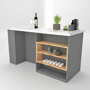 รถเข็นครัวทันสมัยขนาด 160x70x85 ซม. พร้อมไม้ยางพาราและท็อปหิน รุ่น KISL002 - Product Image 1