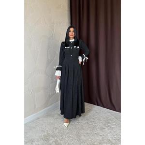 Robe de soirée noire plissée en gros - Product Image 6