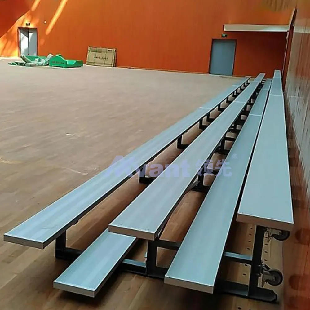 Avant 3 filas de gradas de aluminio móviles, cancha deportiva, gimnasio exterior/interior, sistema de asiento de blanqueador portátil para estadio de béisbol