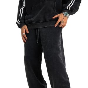 Custom Unisex Vintage Washed <b>Joggers</b> Fleece-Lined <b>Cuffed</b> Sweatpants American Streetwear Casual Trousers Lightweight High Dark - Product Image 4
