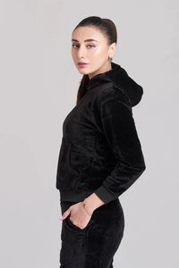 Lujoso chándal de terciopelo negro para mujer Elegante y acogedor Chic Loungewear Perfecto para el estilo diario - Product Image 5
