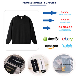 Venta al por mayor Fabricantes de ropa Sudaderas con capucha Sudadera de cuello redondo en blanco 350G Sudaderas con capucha de algodón pesado para hombres - Product Image 4