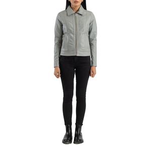 Automne hiver gris charbon de bois 2024 doublure en fourrure vestes en cuir femmes à manches longues épais chaud en cuir veste femmes porter - Product Image 5