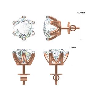 Boucles d'oreilles en diamant de laboratoire Soliter 0.50-2.5 carats 10K/14K/18K or IGI certifié taille brillant plaqué rhodium pour spécial - Product Image 3