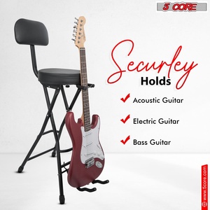 5Core Guitar <b>Stool</b> Adjustable Backrest Piano Chair 3.15" Padded Seat Music Stand - Product Image 2