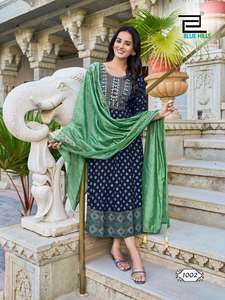 Kurti Dupatta en Rayonne Imprimée à la Feuille d'Or 14 kg pour Femme, Style Maruti, le Plus Vendu, Idéal pour Mariages et Fêtes Indiens et Pakistanais, Prix Compétitif - Product Image 4