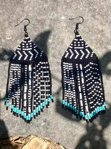 Regalos de joyería Moda Mujer Cuentas de semillas Pendientes tejidos Cuentas multicolores Pendientes largos hechos a mano Fiesta de niñas por Artesanías MD - Product Image 4