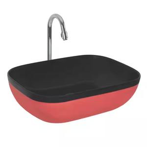 Rectangle Table Top Ceramic Basin Vanity Sink Hotel Glossy Wash Sink Lavatory Black Handmade Ceramic Art Basin Bathroom Sink - Product Image 1