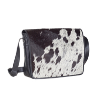 Sacoche de bureau en cuir de vachette à rabat, avec poignée, pour ordinateur portable, grande pochette en polyester avec fermeture éclair