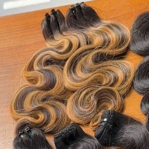 Venta al por mayor máquina de extensiones Remy de Vietnam trama doble Super doble dibujado serpiente onda cuerpo estilo Borgoña rojo solo donante paquetes - Product Image 6