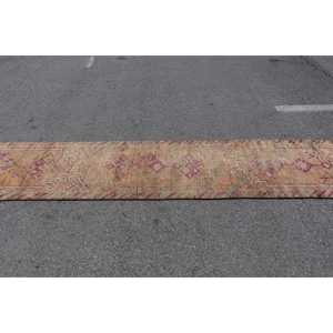 พรมวินเทจขนาด 2.5x12.5 ฟุต, พรมตุรกีแบบ Runner, พรมขอบสีน้ำตาลแดง - Product Image 3