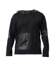 Veste à capuche en cuir pour hommes avec logo personnalisé OEM Sweat à capuche en cuir PU fonctionnel brodé pour femmes - Product Image 2