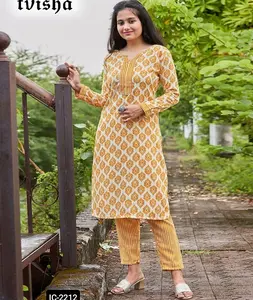 New Indian Wear Cotton Ready to Wear Kurtis with Pent for Women Casual and Office Wear Printed Work Kurtis and Salwar Suits