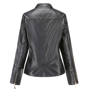 Veste de motard pour femmes, coupe tendance, texture douce, vêtement d'extérieur pour le streetwear et un usage quotidien décontracté - Product Image 2