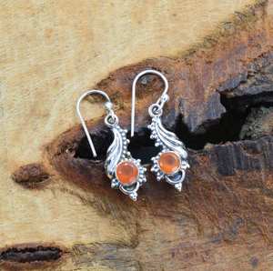 Pendientes de gota de piedras preciosas facetadas de Plata de Ley 925 chapados en oro cornalina roja, regalo de joyería hecho a mano para Aniversario de fiesta de boda - Product Image 2