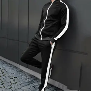 Custom Mens Designer lavorazione Zip Up felpa con cappuccio e Joggers tuta Urban Fashion Set