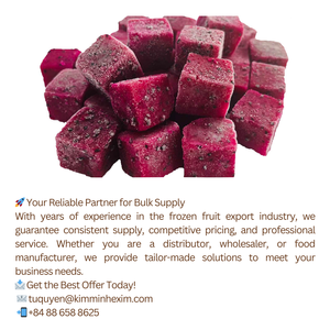 Cubos de Pitaya (Fruta del Dragón) Congelados IQF Naturales y Dulces, Origen Vietnam, a Granel o Envasados al Vacío, Color Rojo - Product Image 5
