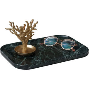 Forme personnalisée sans poignée Assiette durable Cuisine Maison Fête Couleur personnalisée Luxueux Plateau de service en marbre noir - Product Image 1