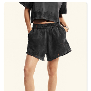 2024 OEM personalizado 350g alta calidad mujer Fitness entrenamiento transpirable pantalones cortos Casual ácido lavado mujeres Jogger Deporte Pantalones cortos - Product Image 1