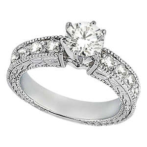 Anillo de Compromiso de Oro Blanco de 14k con Diamante de 0.70ct Estilo Antiguo - Product Image 5