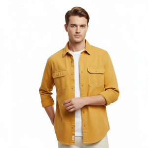 Chemise en jean pour homme faite à la main avec coutures professionnelles Chemise en jean délavé bleu classique pour homme Chemise en jean coupe décontractée pour homme - Product Image 1