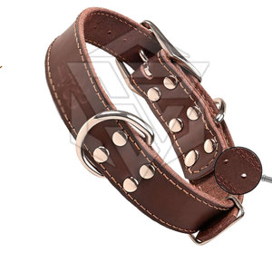 Collar y correa de perro de piel auténtica y duradera con logotipo personalizado para mascotas, collar de perro de piel de lujo al por mayor - Product Image 1