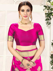 Trendmalls Sari de seda Banarasi sin costuras con pieza de blusa () Ropa india y pakistaní Precio al por mayor para mujeres - Product Image 6
