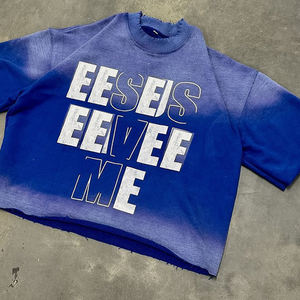 T-shirts pour hommes surdimensionnés à la mode, vente chaude, coupe ample, haute qualité, respirant, décontracté, anti-froissement, tissu 100% coton - Product Image 5