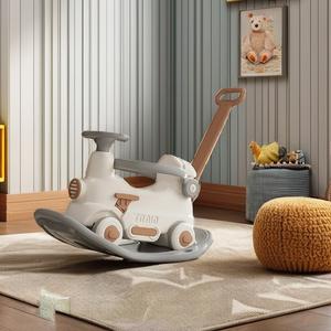 Mini <span class=keywords><strong>cheval</strong></span> à <span class=keywords><strong>bascule</strong></span> d'intérieur pour tout-petits, jouet 2-en-1 multifonctionnel, roues en plastique certifiées CE, pour les enfants de 0 à 24 mois, de 2 à 4 ans - Product Image 1