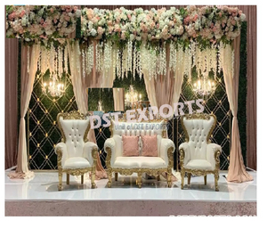 Escenario DE BODA Magnífico sofá italiano Diseñador de bodas Juego de sofás tallados Nuevos sofás de madera tallados en metal - Product Image 5