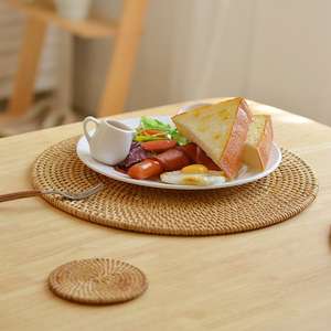 Autumn Wood <b>Woven</b> Mat Set Pure Handmade Classic Heat Resistant Eco-Friendly <b>Coaster</b> Pot Insulation Mat Wooden Storage Tea - Product Image 1