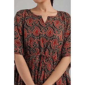 <b>Black</b> Floral <b>Kaftan</b> Maxi Dress Soft & Woven#Casual Ethnic Style-SHKUP1250 - Product Image 6