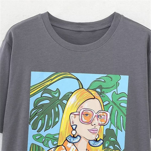 Camisetas de mujer de gran venta, impresión de logotipo personalizado, ropa de calle ligera de secado rápido, Material de algodón 100%, mangas cortas a cuadros - Product Image 2