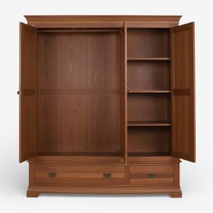 Armoire pliable moderne minimaliste à 2 portes en teck massif artisanal de luxe avec tiroirs pour chambre à coucher villa hôtel - Product Image 3